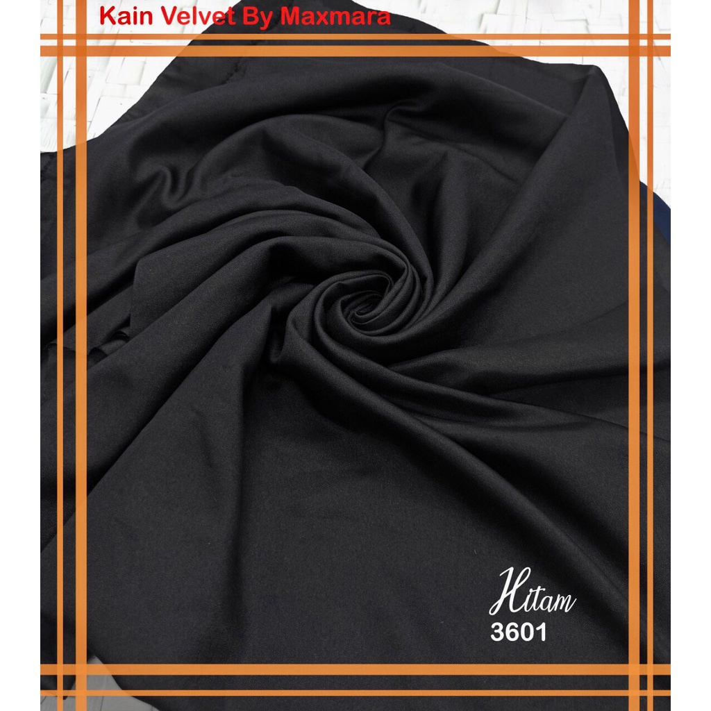 Bahan Multi Kain Satin saten Velvet maxmara Polos bridesmaid Meteran Super A Grade-3601 hitam