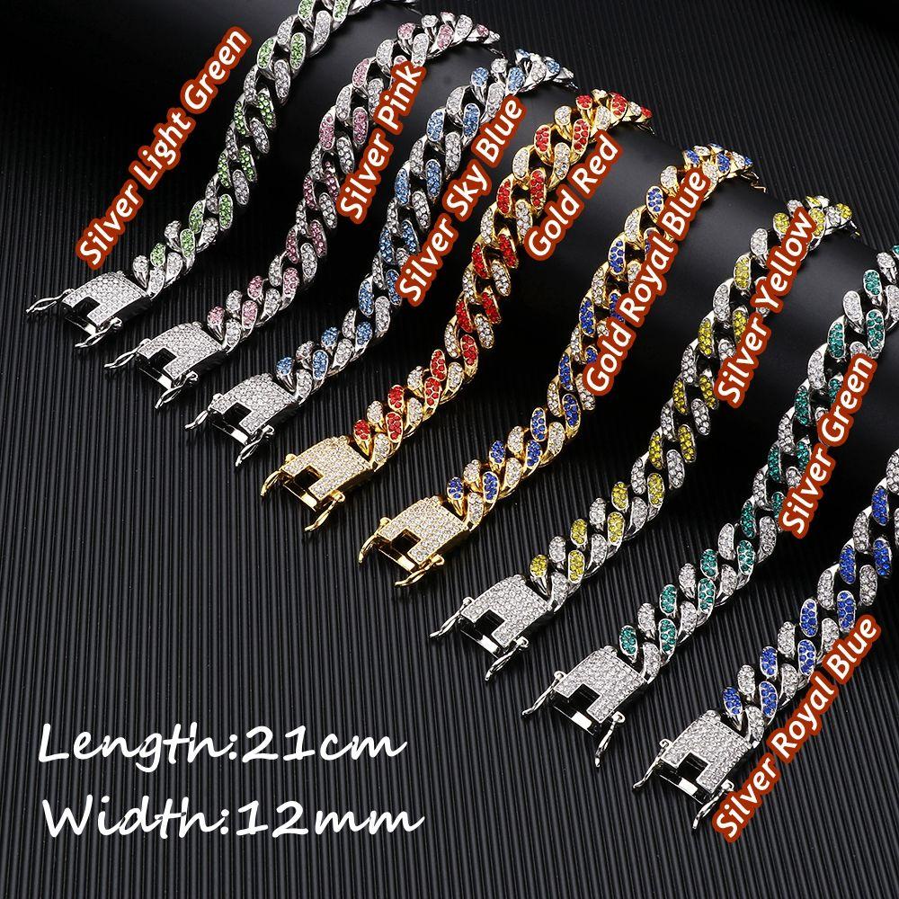 R-flower Bracelet Lebar 12mm Mewah Shiny Fashion Bracelet Hip Hop