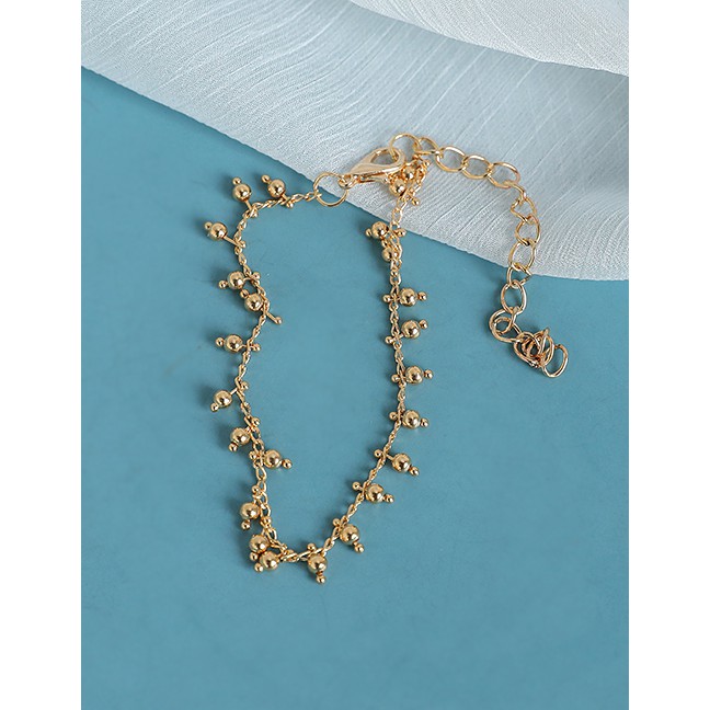 LRC Gelang Tangan Fashion Gold Color 4-piece Alloy Pearl Bracelet P03030