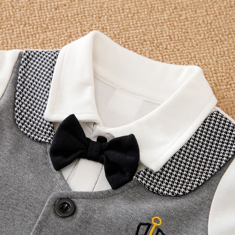 BROWNIEGROUND - Jumper bayi TUXEDO GREY 0-24 BULAN import KOREA / jumper bayi lengan panjang 100% KATUN / baju bayi lakilaki jumper baby