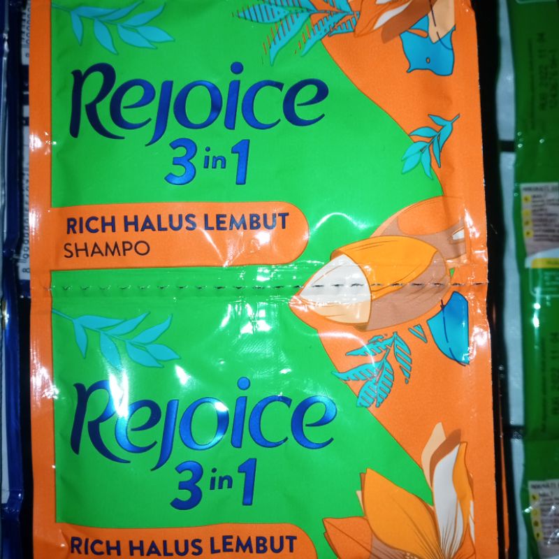 sampo shampo REJOICE rich 3in1 renceng 12 sachet