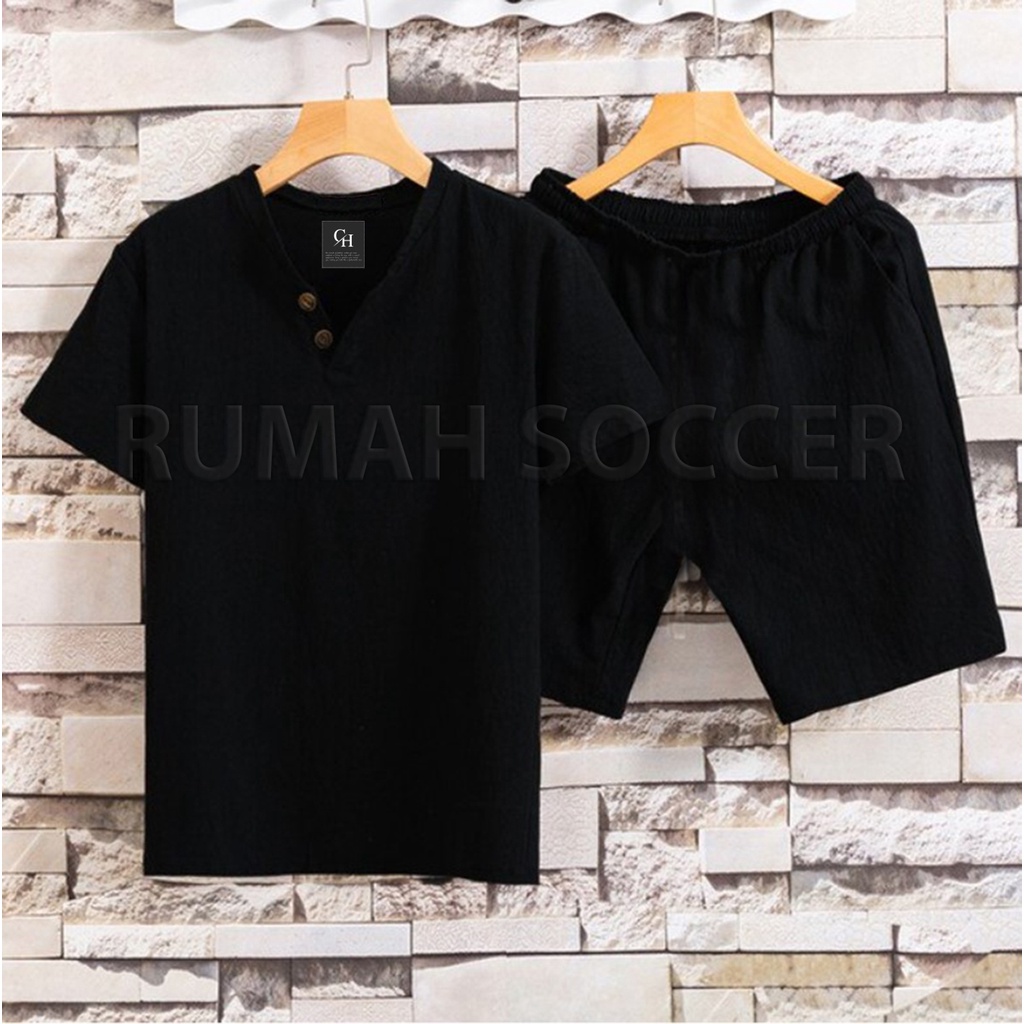 SETELAN SANTAI PRIA AMOND Baju Kaos Polos Celana Pendek Pria Bahan Tebal