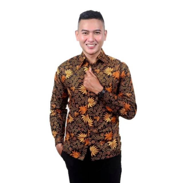 Baju Batik Pria RisnaBatikHRB026 Kemeja Pria lengan panjang Pendek