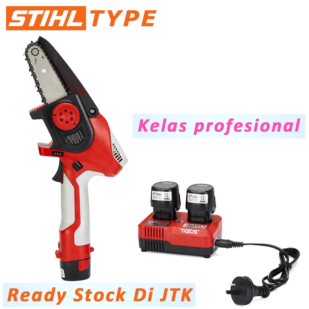 Tigus Mini Battery Chainsaw 4 inci Elektrik Mini baterai Gergaji Rantai