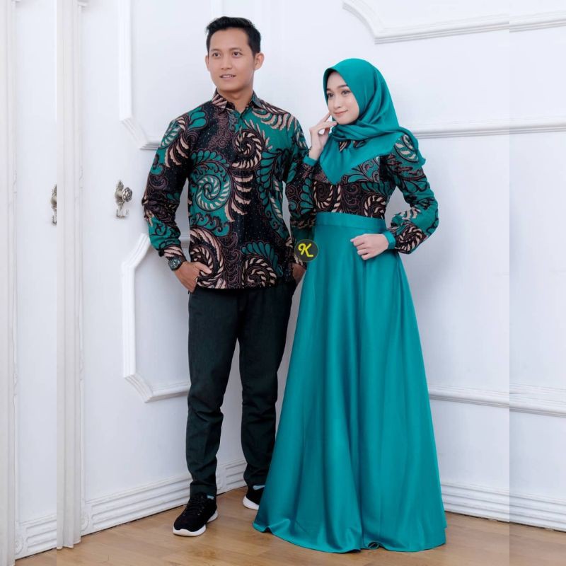 kemeja gamis sarimbitan Hijau tosca