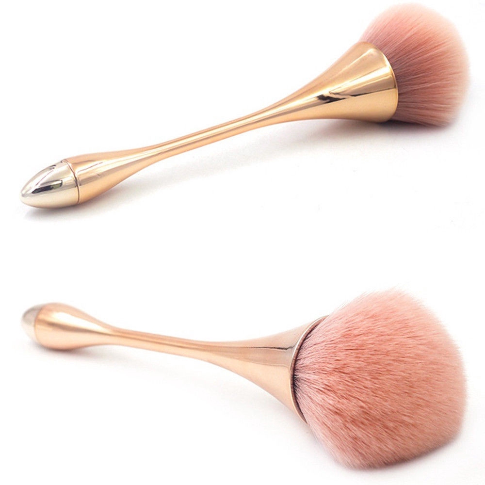 1pc Brush Makeup Dengan Pegangan Bentuk Gelas Wine Warna Rose Gold