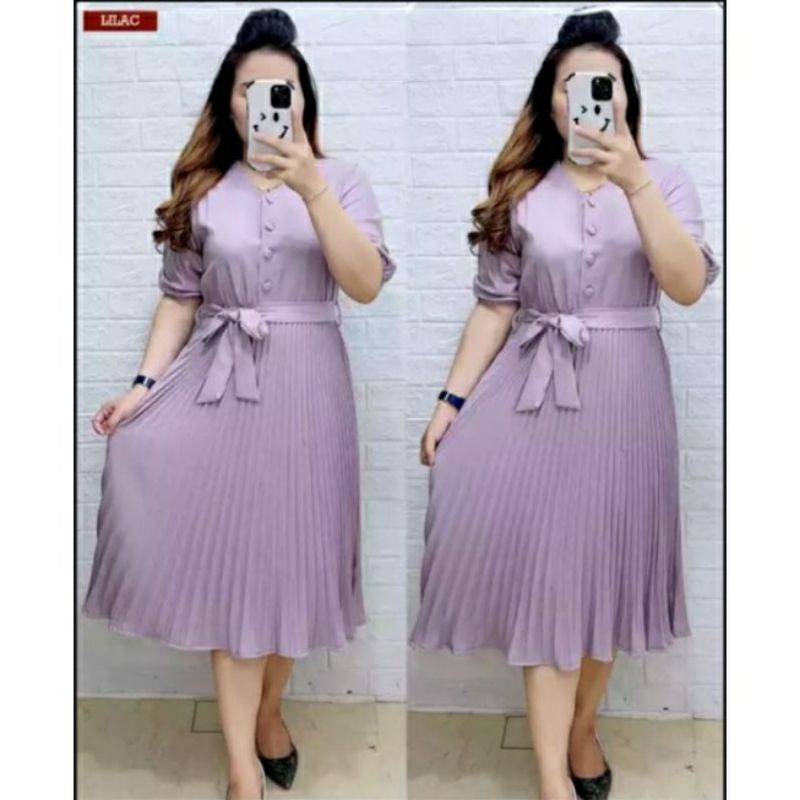 Pakaian Wanita  Dres Shakila Premium Kombinasi Plisket