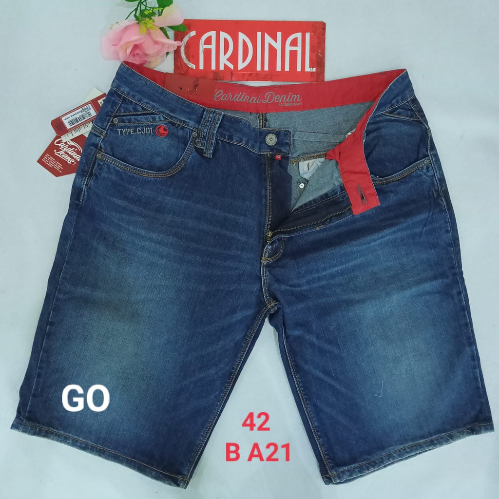 gof 42-R CARDINAL JEANS Celana Pria Celana Pendek Bermuda Casual Sobek Slimfit Reguler Fit Reguler