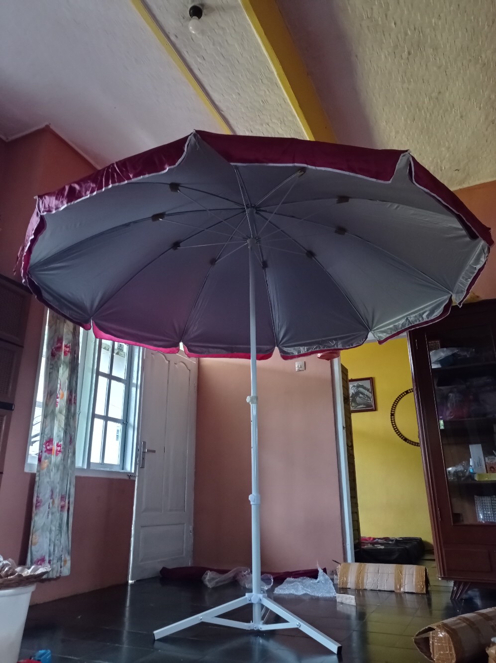 Payung Tenda Pantai 250cm Polos Anti-uv Double (2 Lapis/ 2 Layer/ 2 Helai) Cafe Besar Jumbo