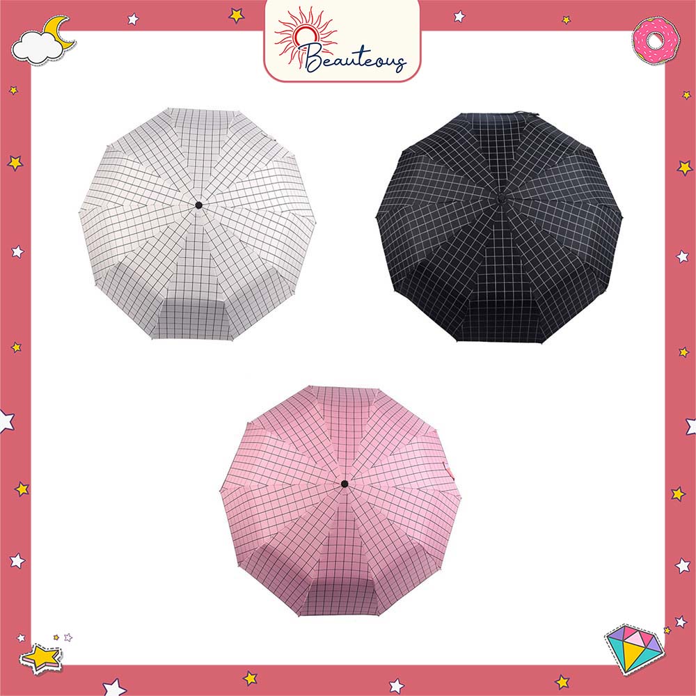 Payung Lipat Motif Kotak Premium Folding Umbrella Travel Size Merk Kotakin