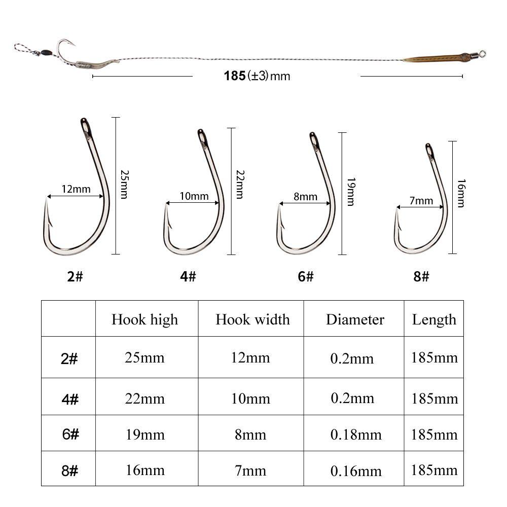 Lanfy Memancing Kait Dengan Garis 18.5cm lure Alat Rambut Rig Laut Memancing Aksesoris Dikepang Garis Baja Karbon Tinggi Berduri Ikan Gurame Kait