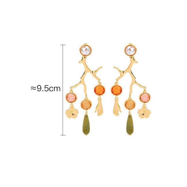 LRC Anting Tusuk Fashion Gold Flower Earrings F60218