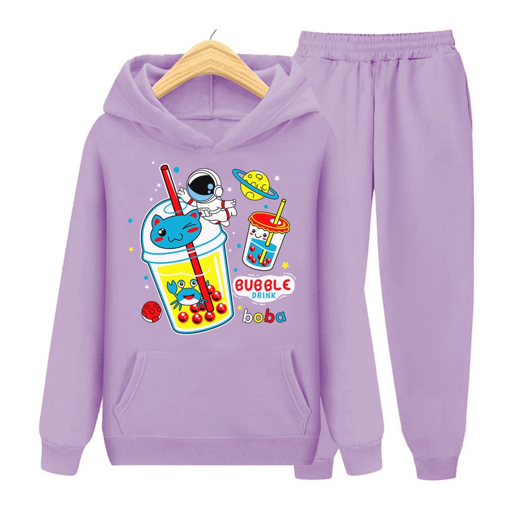 YMF - Setelan Sweater Hoodie Bubble Drink Boba  | Anak-Remaja ( SET Hoodie - Boba )®