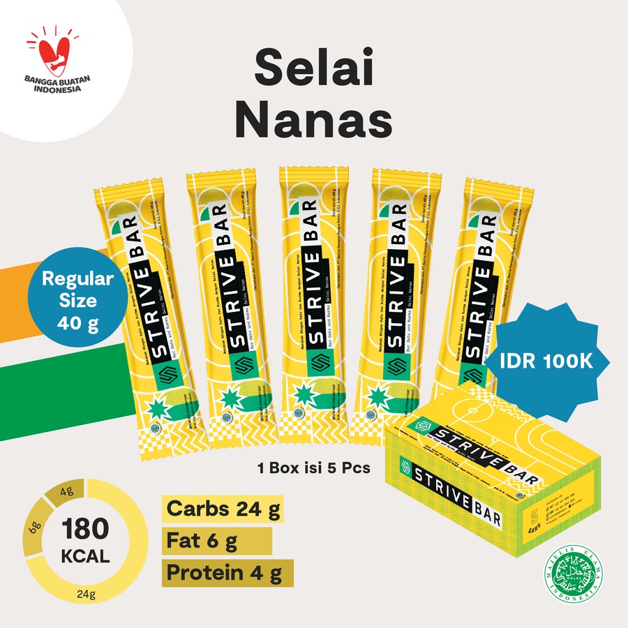 STRIVE BITE SELAI NANAS NASTAR ENERGY BAR 1BOX ISI 5PCS