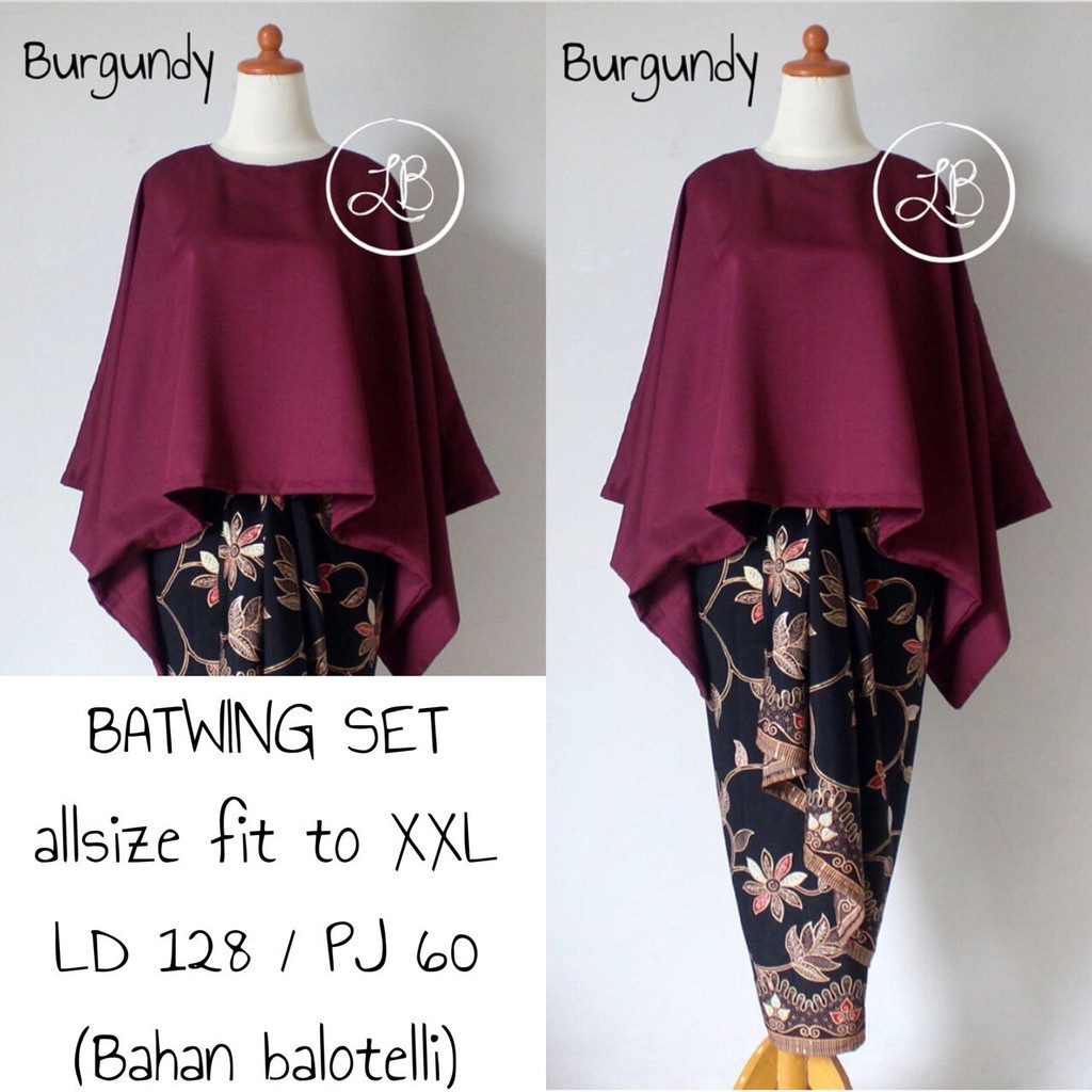 SB Collection Stelan Kebaya Jessica Batwing Jumbo dan Rok Lilit Maxi Batik Wanita