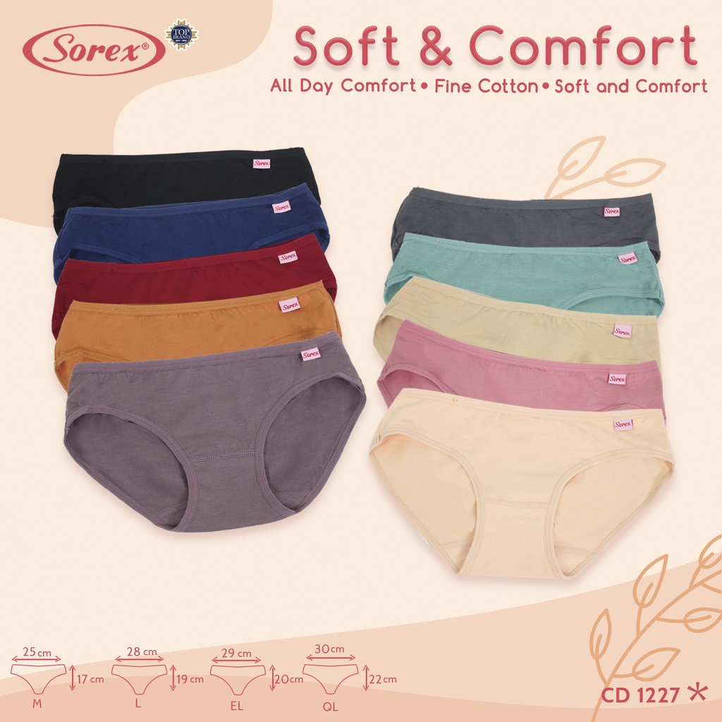 6 Pcs Celana Dalam Wanita SOREX 1227 - CD Underwear - Soft And Comfort - Pakaian Dalam Wanita Katun Cotton