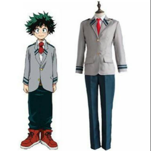 Fulset Midoriya Deku Izuku Uniform School Wig Uwowo Costume HQ