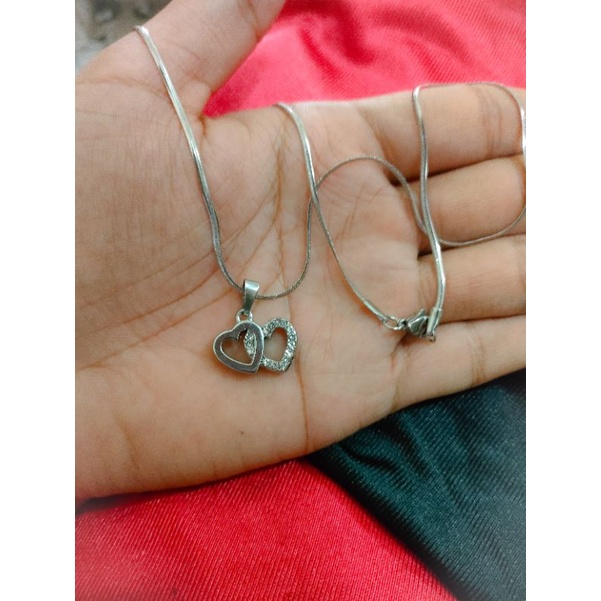 kalung liontin titanium model love you untuk wanita