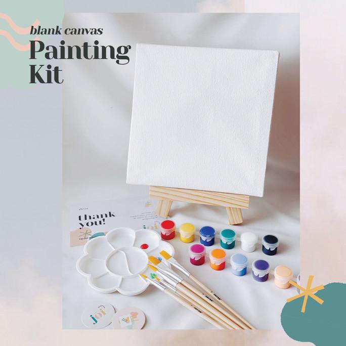 Set Lukis / Painting Kit - Canvas Polos 20 cm x 20 cm - Tanpa Easel READY STOK