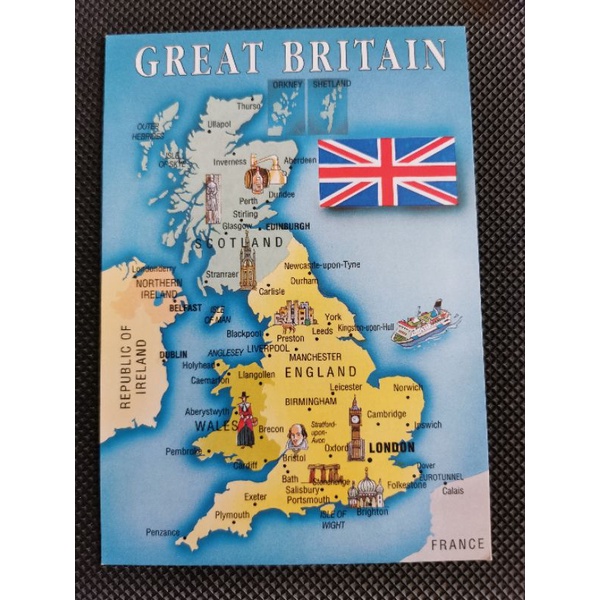 

kartu pos peta inggris/great britain map postcard