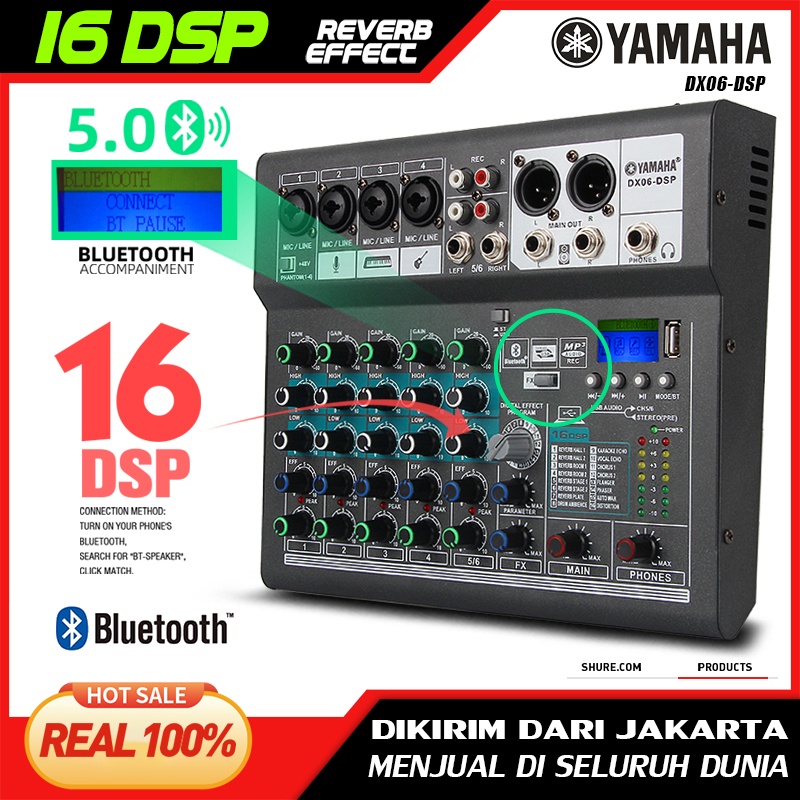 Mixer Audio Profesional DX06-DSP DSP16 bawaan Mendukung mode EQ fungsi perekaman Bluetooth/USB/PC/MP3 Peralatan Audio Profesional