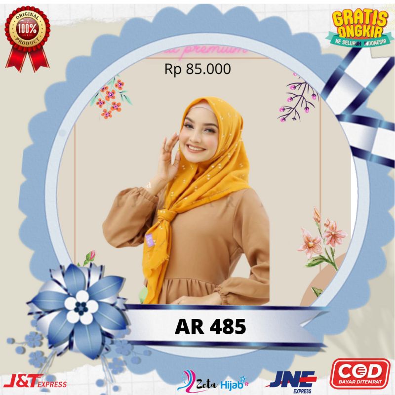 BAYAR COD AR 485 ARRAFI HIJAB JILBAB KERUDUNG SEGI EMPAT MOTIF  ORI  GRATIS ONGKIR (AGEN PATI)