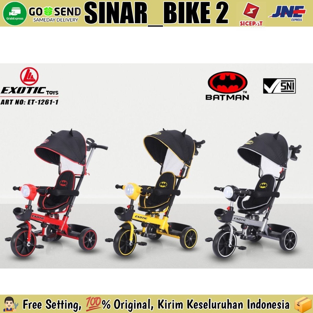 Sepeda Roda Tiga 3 EXOTIC ET-1262 &amp; ET-1261-1 Batman Dark Knight Tricycle Anak