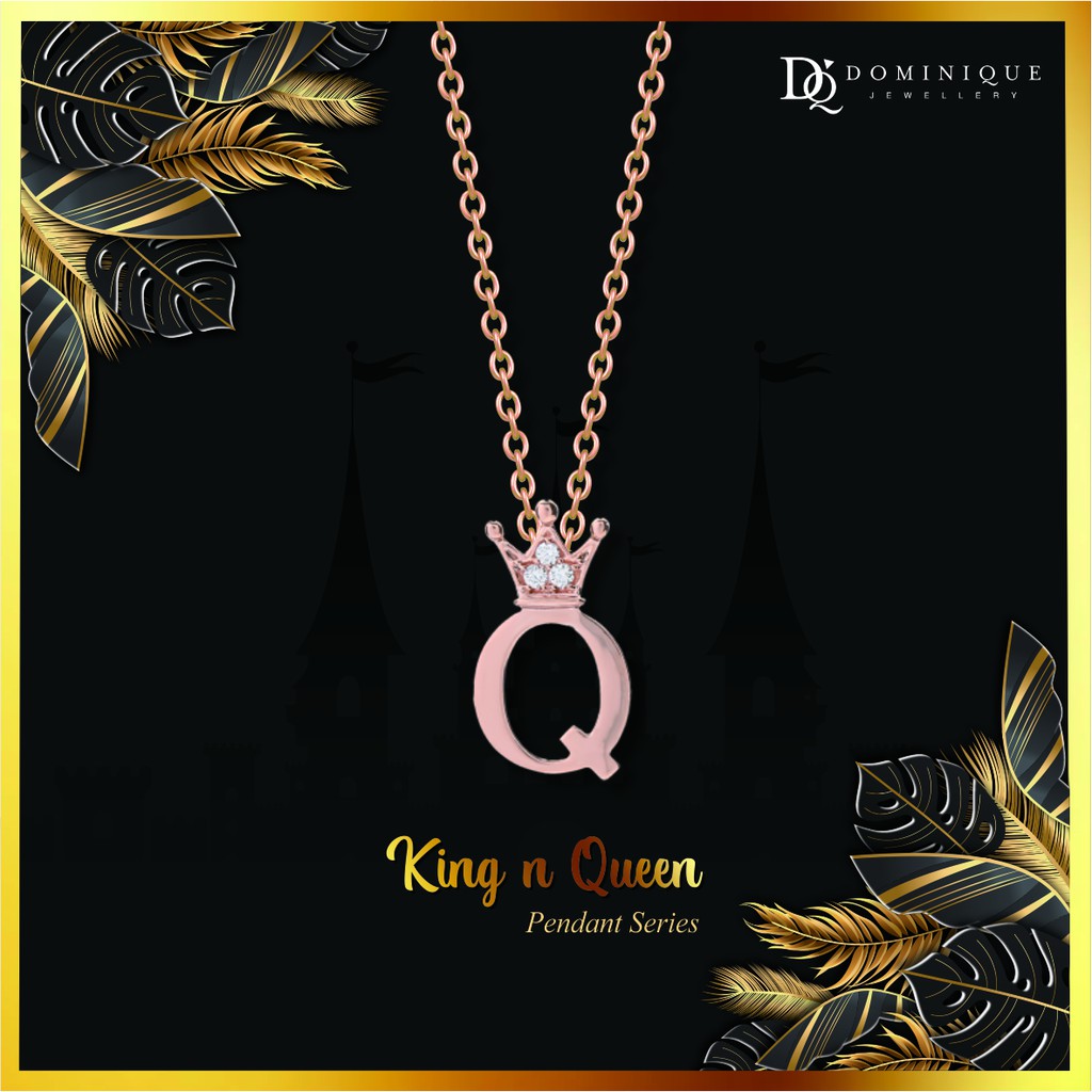 

Dominique Jewellery-Diamond Pendant Kalung Alpha Beta Q King & Queen