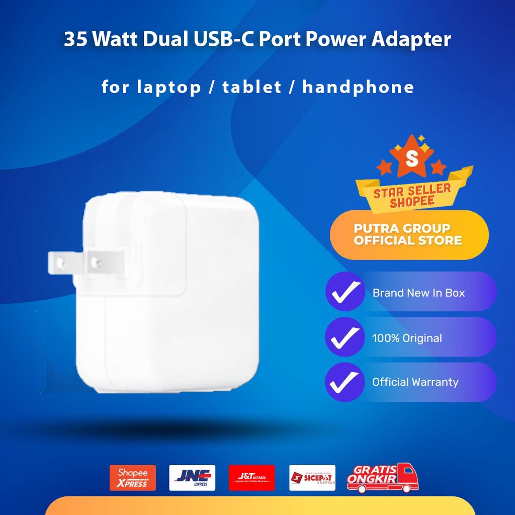 35W Dual USB-C Port Power Adapter for handphone Tablet Laptop