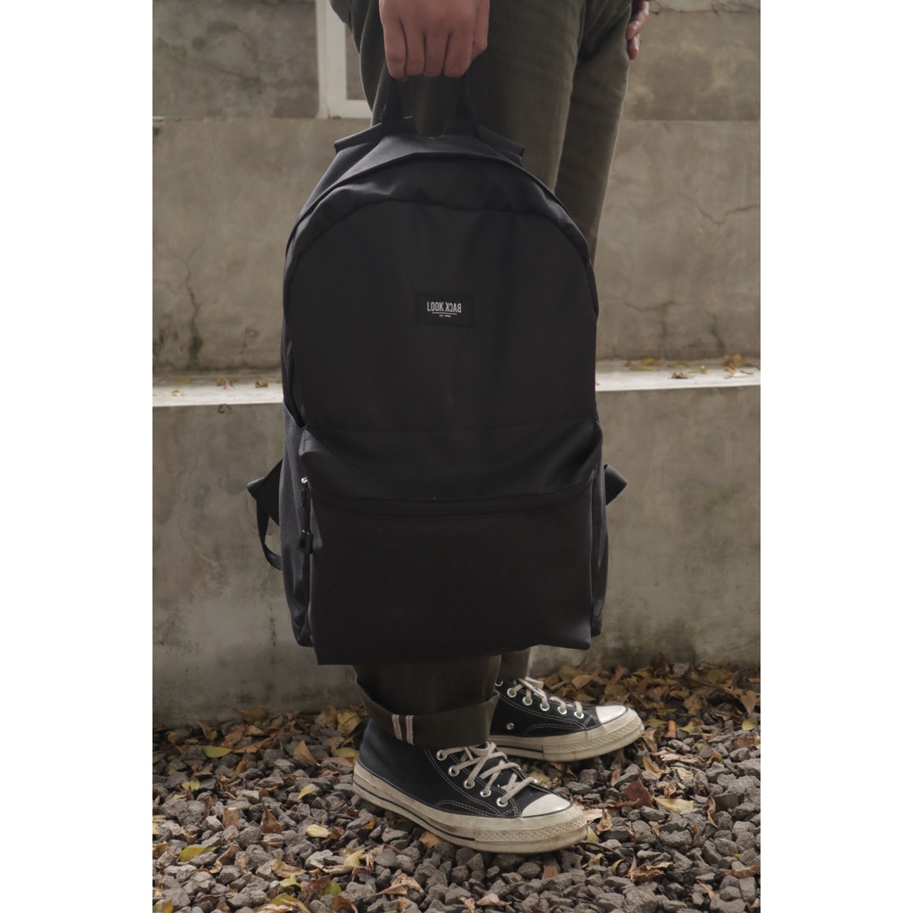 LOOK BACK - TROY Backpack Black - Tas Ransel - Tas Gandong Original