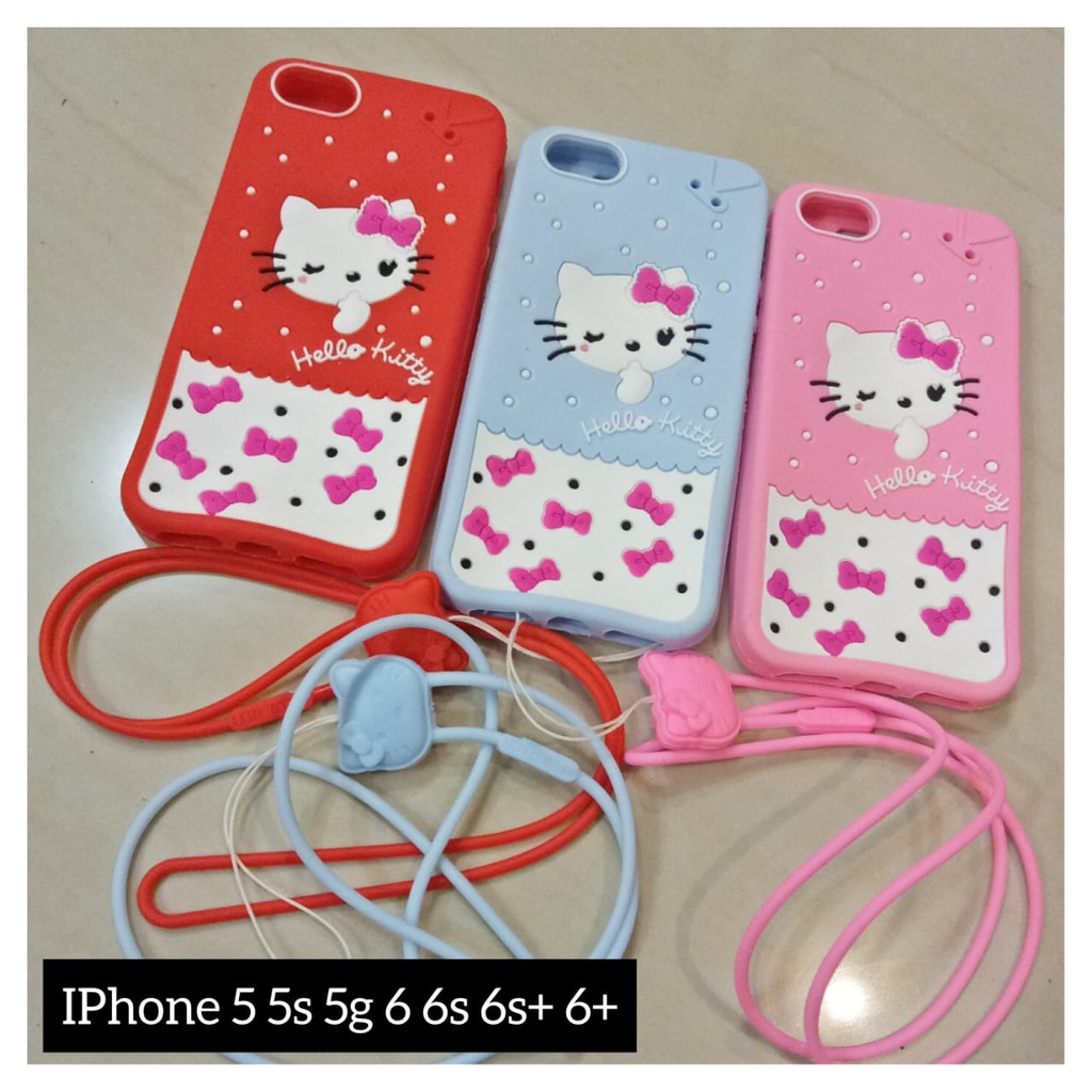 SALE Case Iphone 5 5s 5g 6 6s 6s+ 6+ Hello Kitty Free Tali Gantungan