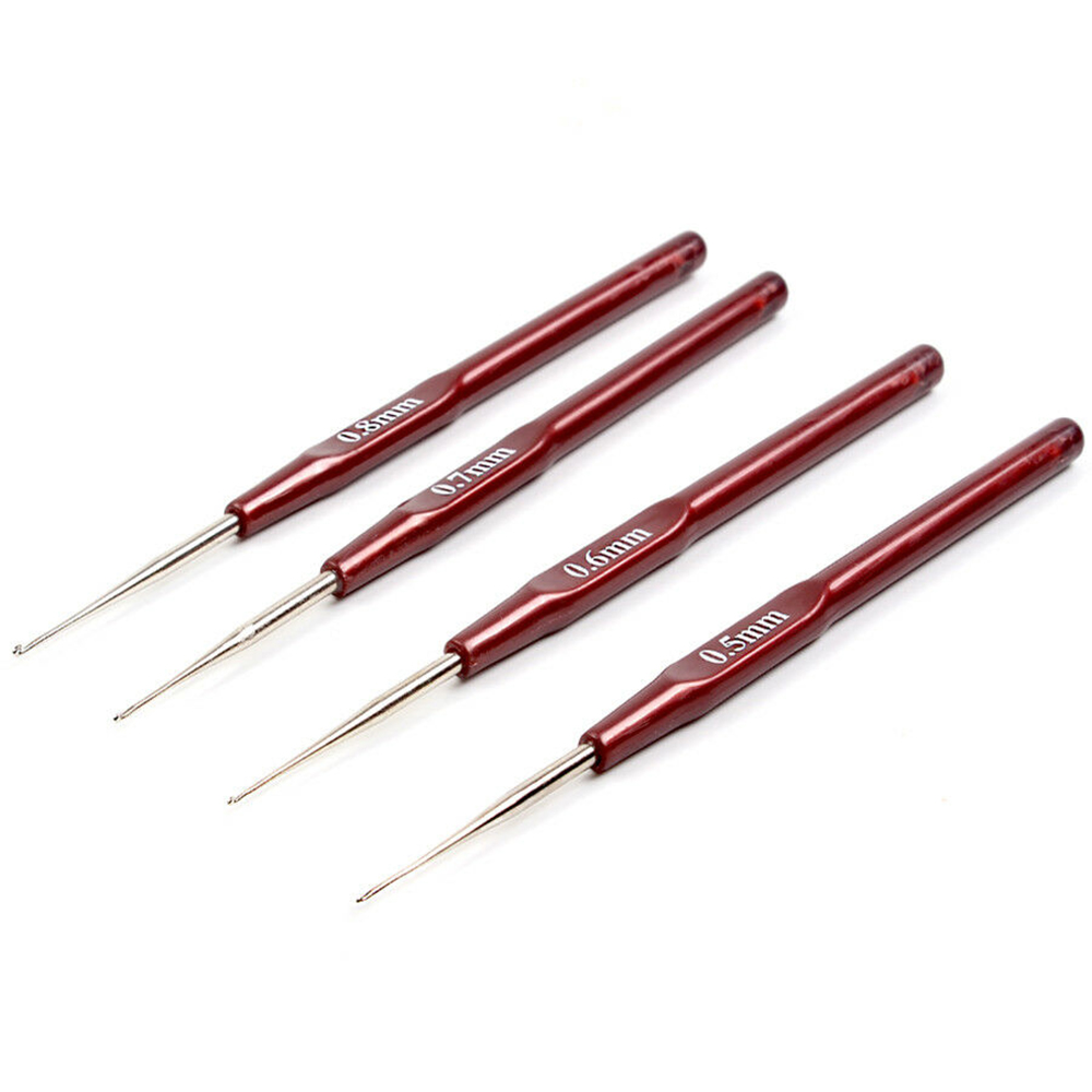 4pcs / Set Jarum Kait Crochet Gagang Plastik Untuk Membuat Wig Rambut Gimbal