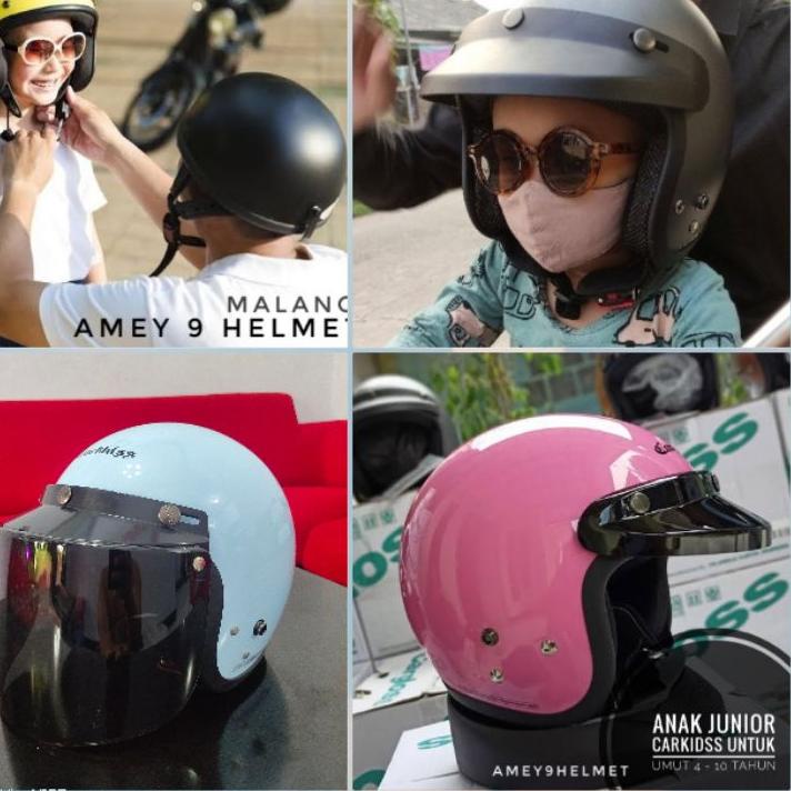    viral helm bogo anak polos junior carkidss kaca datar kaca cembung original sni  murah