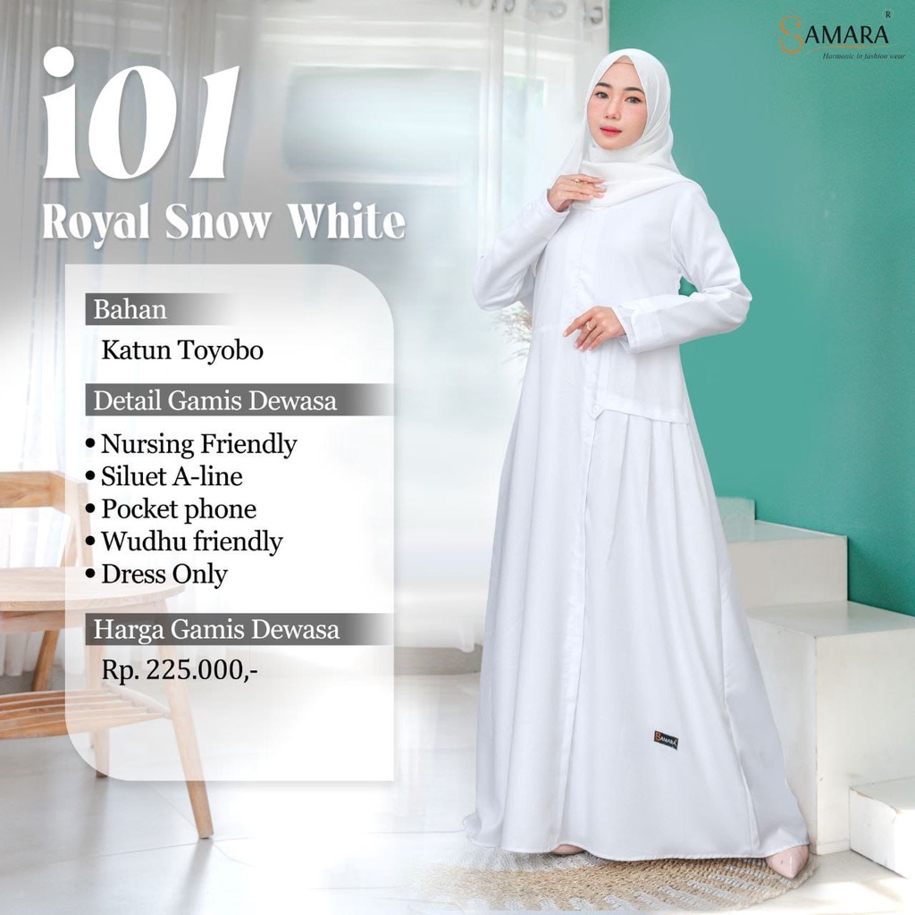 GAMIS PUTIH UMROH HAJI TOYOBO SAMARA I01 ROYAL SNOW WHITE Gamis Putih DRESS WANITA TOYOBO BIG SIZE G