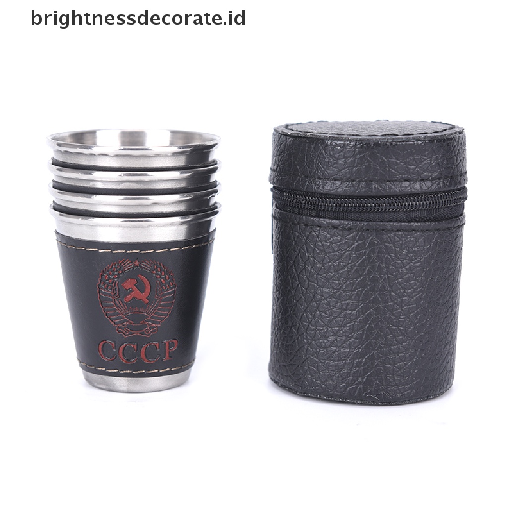 [birth] 4pcs/lot 70ml Outdoor Camping Cups Set Picnic Supplies Stainless Steel Wine Cup  [ID]