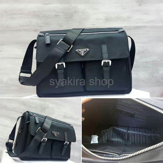 tas slempang kerja pria branded prada