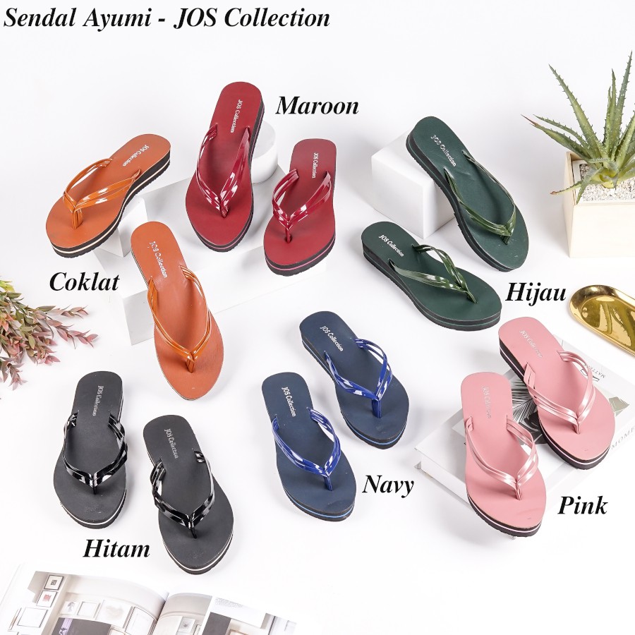 Sandal Jepit Wanita Murah - Ayumi Model Tali Double Tinggi 3 cm by JOS Collection