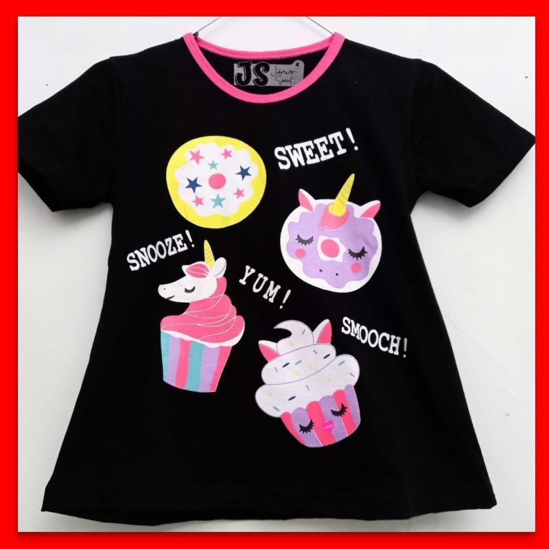 KAOS ANAK PEREMPUAN TGXCREAM, SWEET SMOOCH UNICORN SZ 1-10T