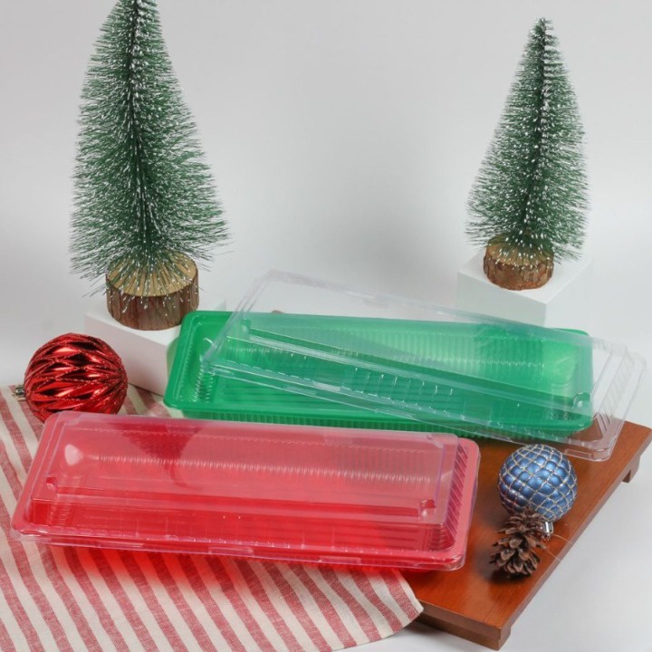 

Mika Kue Brownies Besar Tray Bolu Gulung Roll Cake Tutup Mika Packaging Kotak Cake Ukuran 30x11x2 cm