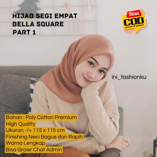 [SUPER MURAH &amp; BISA GROSIR] Jilbab Segiempat Polos BELLA SQUARE Hijab Segi Empat POLLYCOTTON BELLA SQUARE Warna Lengkap BISA COD PART 1