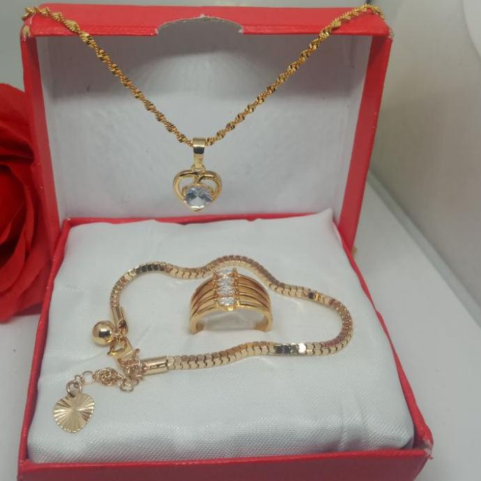 ☟ set perhiasan wanita dewasa 25,set perhiasan titanium asli anti luntur terbaru, perhiasan 1 set le