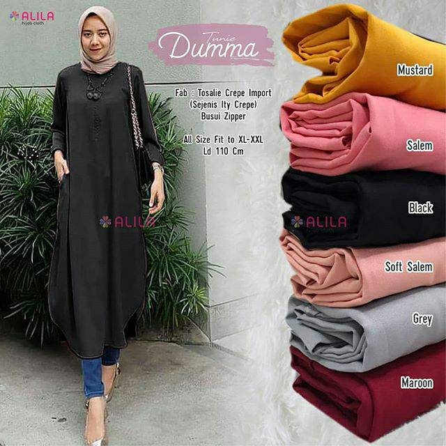 Tunic Dumma | Tunic Tosalie Crepe Import | Tunik Hijab | Tunik Murah Solo