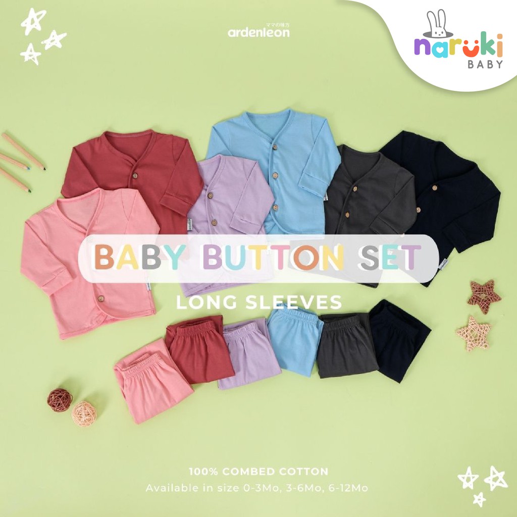 Ardenleon Long Baby Button Set Arden Leon Baju Setelan Panjang Bayi