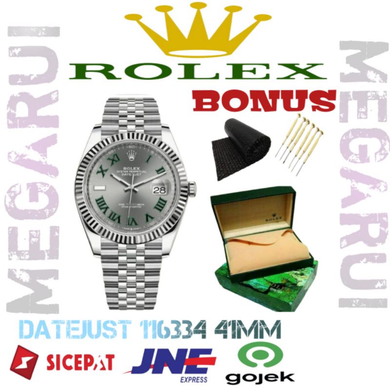 JAM TANGAN ROLEX DATEJUST ROMAWI 41MM WIMBLENDO 126334 SUPER PREMIUM AAA