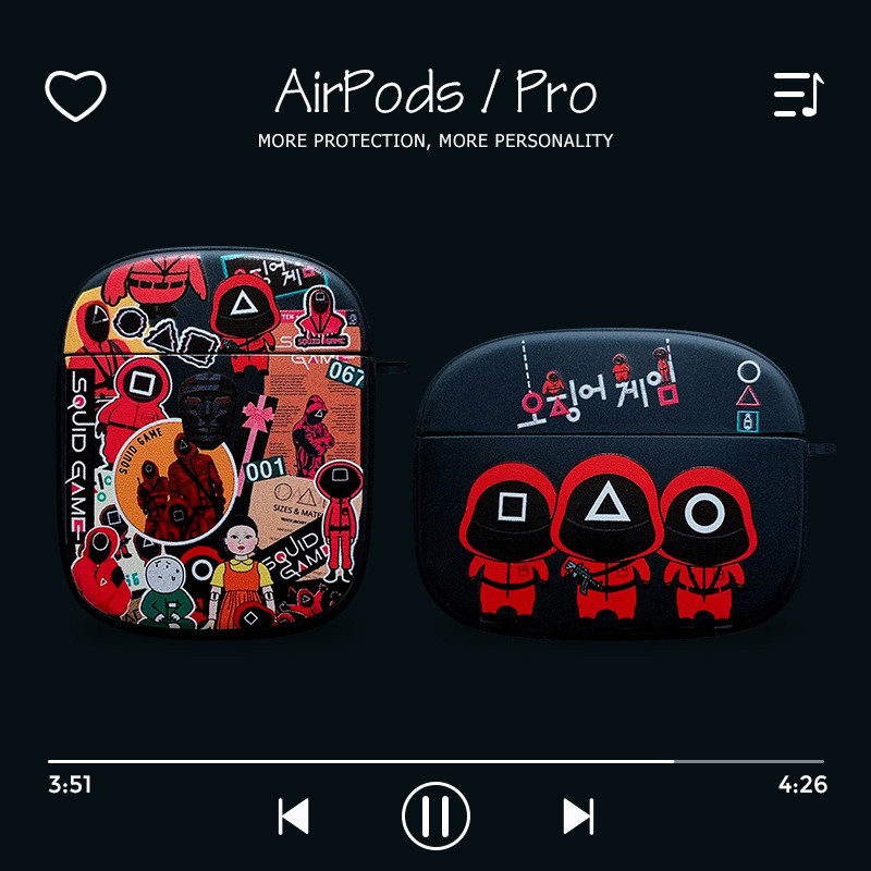 Case Pelindung Airpods 1 / 2 Pro Bentuk Permainan Drama Cumi-Cumi Gaya Korea Dengan Gesper Logam