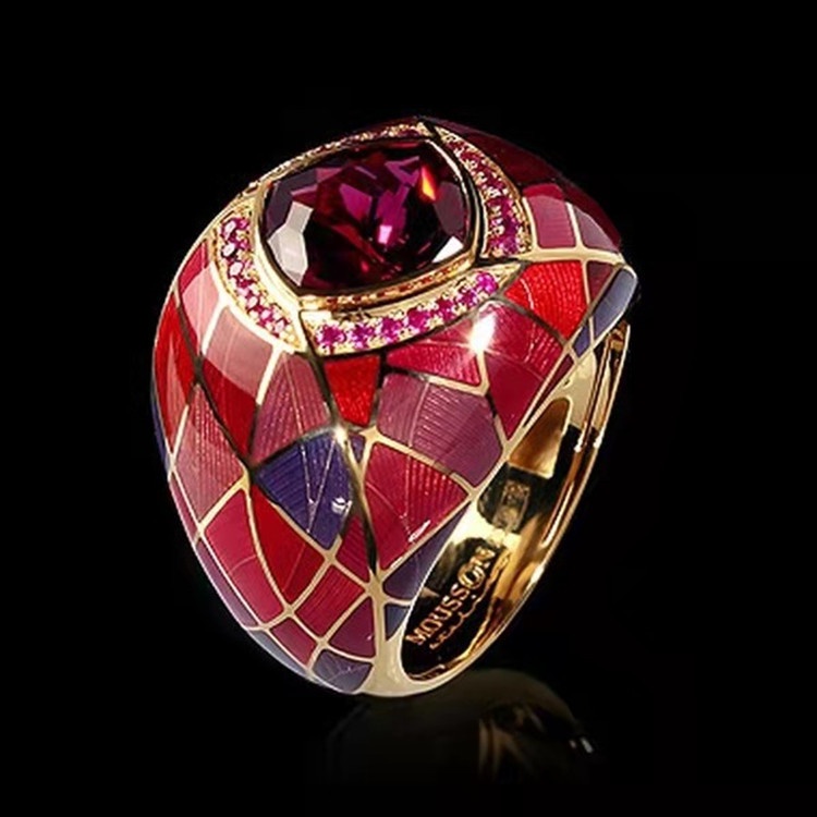 Desain Antik Fashion Untuk Pria dan Wanita Cincin Pertunangan Pasangan Ruby Sapphire