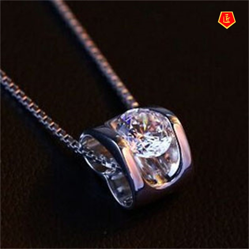 [Ready Stock]Korean Style Women's Fashion Crystal Pendant Zircon Heart-Shaped Necklace Simple Temperament