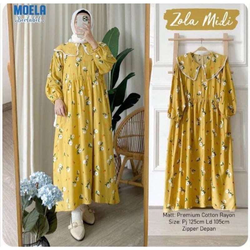 DRESS KONDANGAN WANITA MUSLIM BAHAN RAYON MOTIF BUNGA
