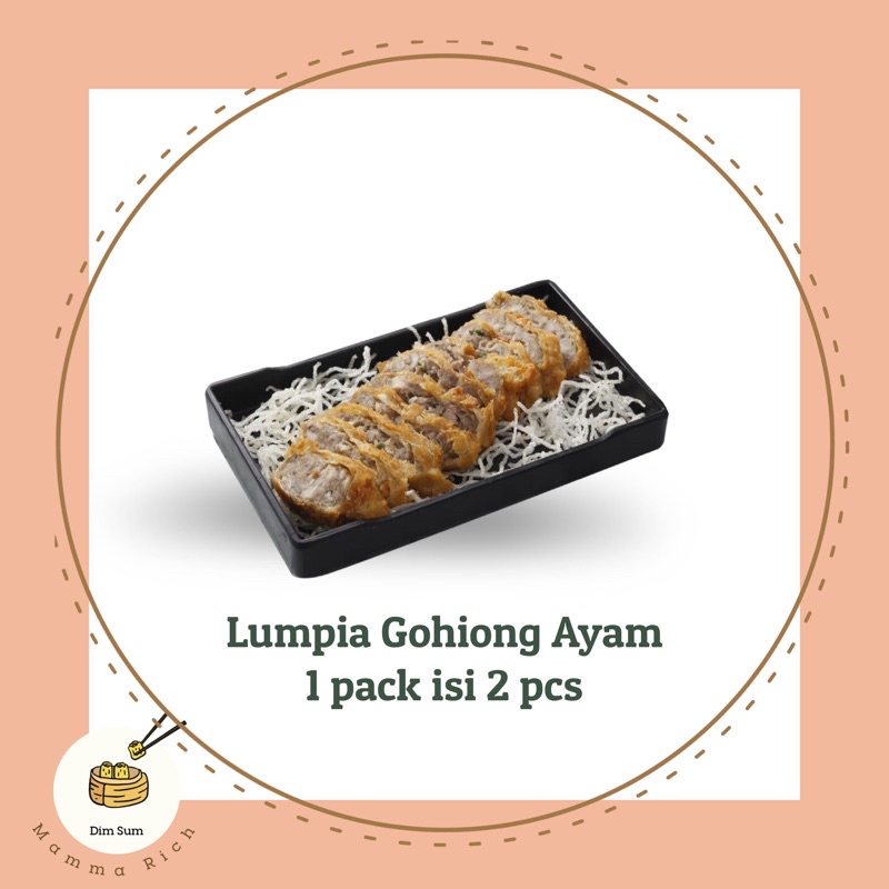 

Frozen dim sum lumpia gohiong ayam 1 pack isi 2 roll. Frozen dimsum lumpia ngohiong ayam