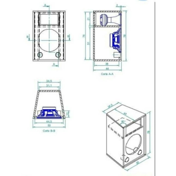 Box speaker 12 inch 2 way monitor bass reflex